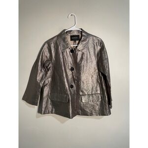 Lafayette 148 Metallic Linen 3 Button Lightweight Lagenlook Jacket Size P(Small)